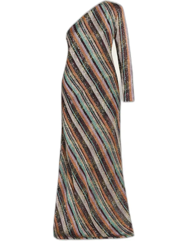 Sequined Long One-shoulder Dress