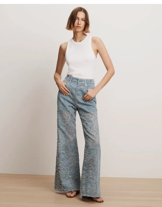 Taylor Burnout Wide-leg Jeans