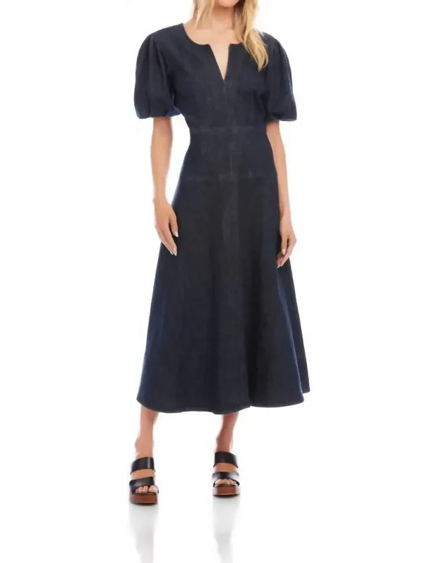 Puff Sleeve Midi Dress