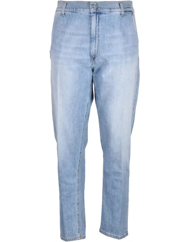 Light Blue Carrot Fit Cotton Jeans
