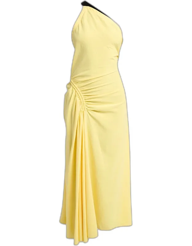 Ruched One-shoulder Dress