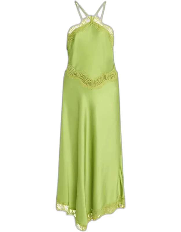 Satin & Lace Midi Dress
