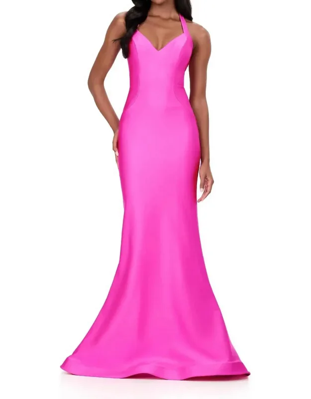 Fitted Halter Prom Dress