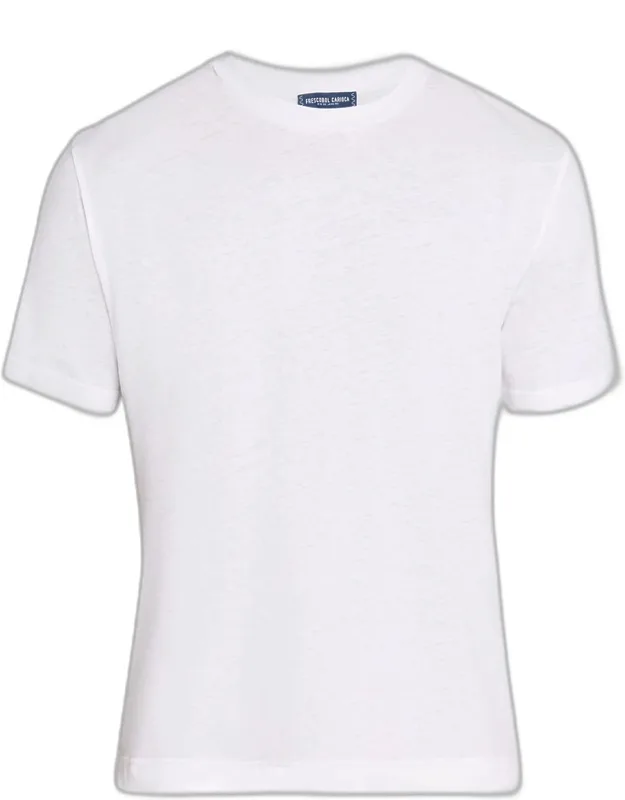Dinis Linen And Cotton Solid Crewneck T-shirt