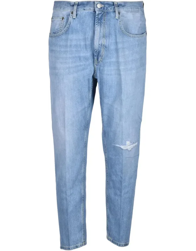 Light Blue Carrot Fit Cotton Jeans