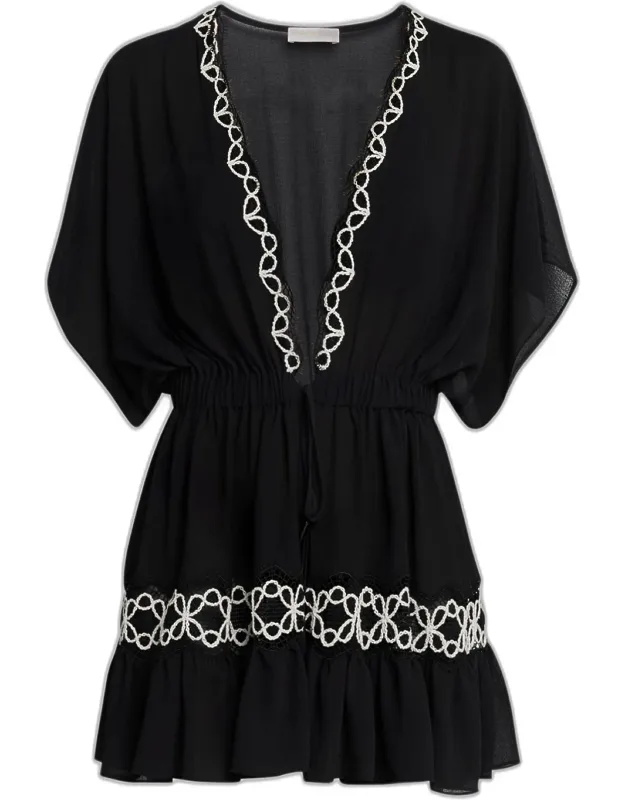 Embroidered Mini Coverup Dress