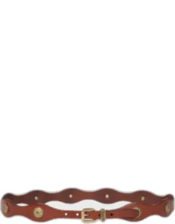 Leather Belt With Jewel Studs