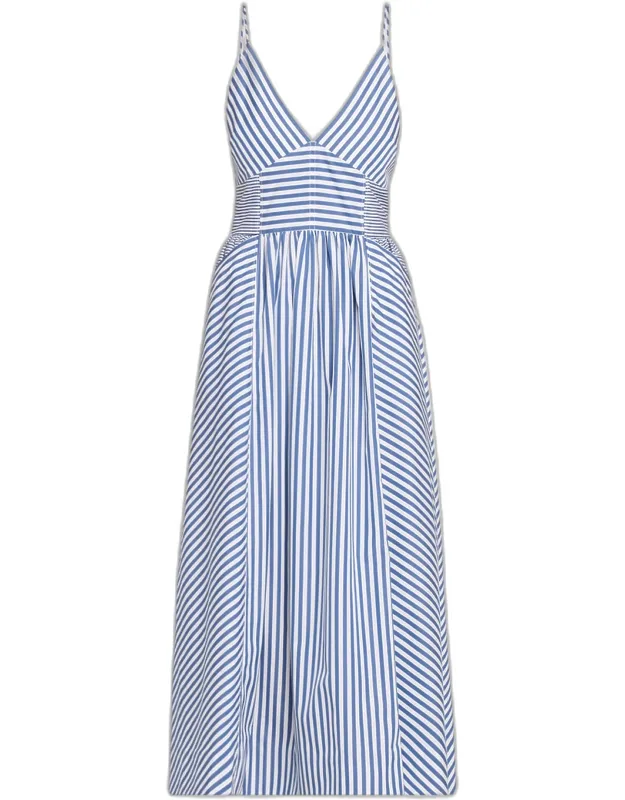 Vivien Cotton Stripe Spaghetti-strap Midi Dress