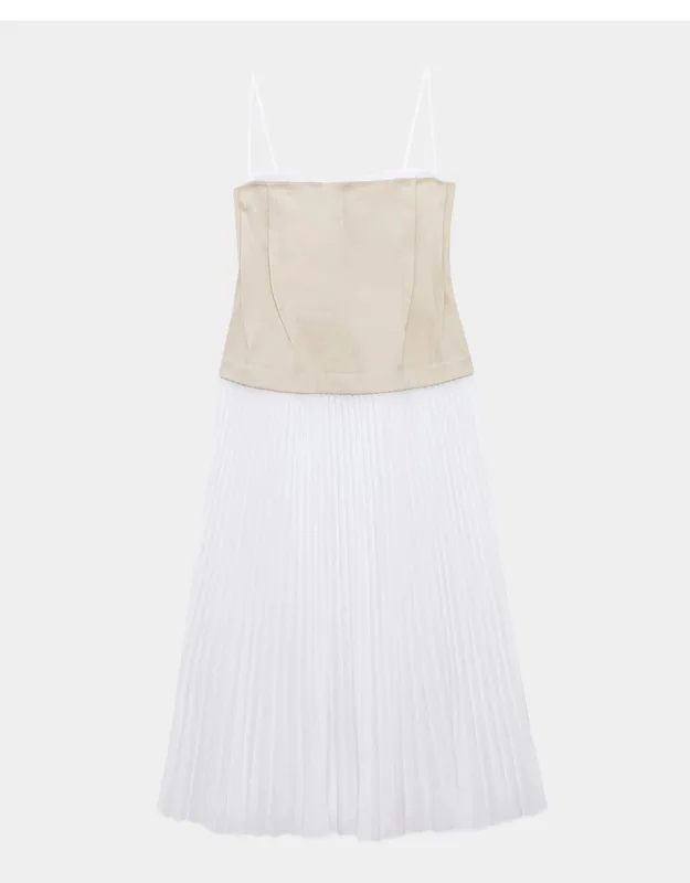 Linen-blend Bustier Midi Dress