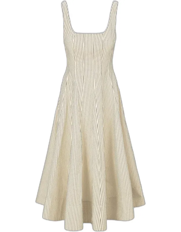 Striped Sleeveless Fit & Flare Dress