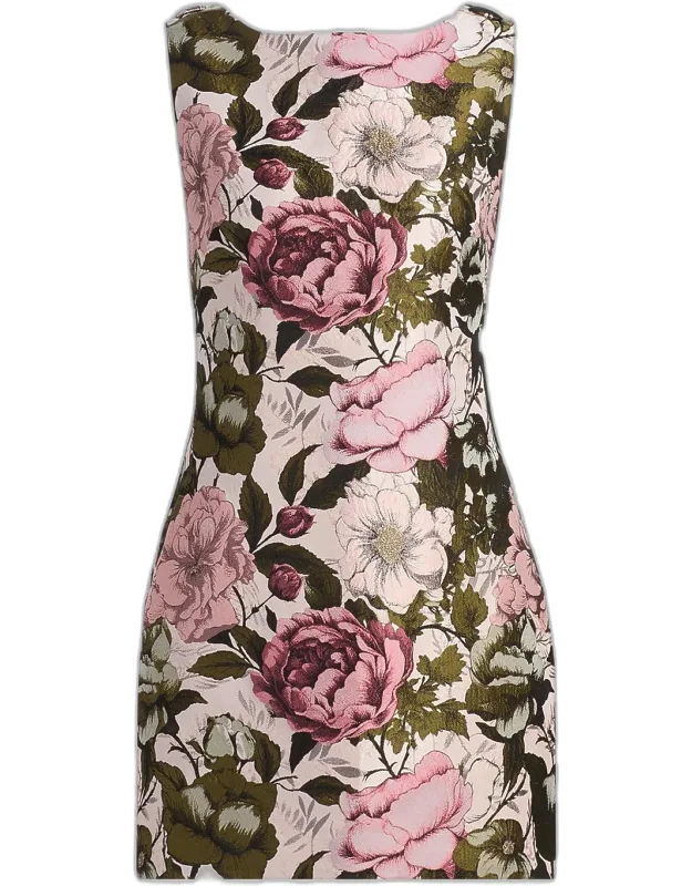 Floral Jacquard Minidress