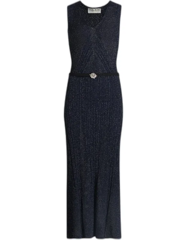 Risse Metallic Knit Star Midi-dress