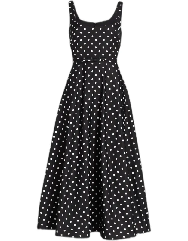 Classic Polka Dot Midi Dress