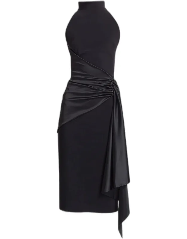 Satin Sash Sheath Dress