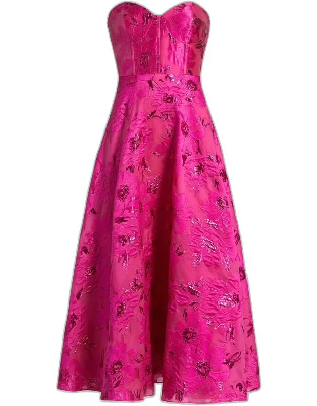 Keyla Jacquard Strapless Midi Dress