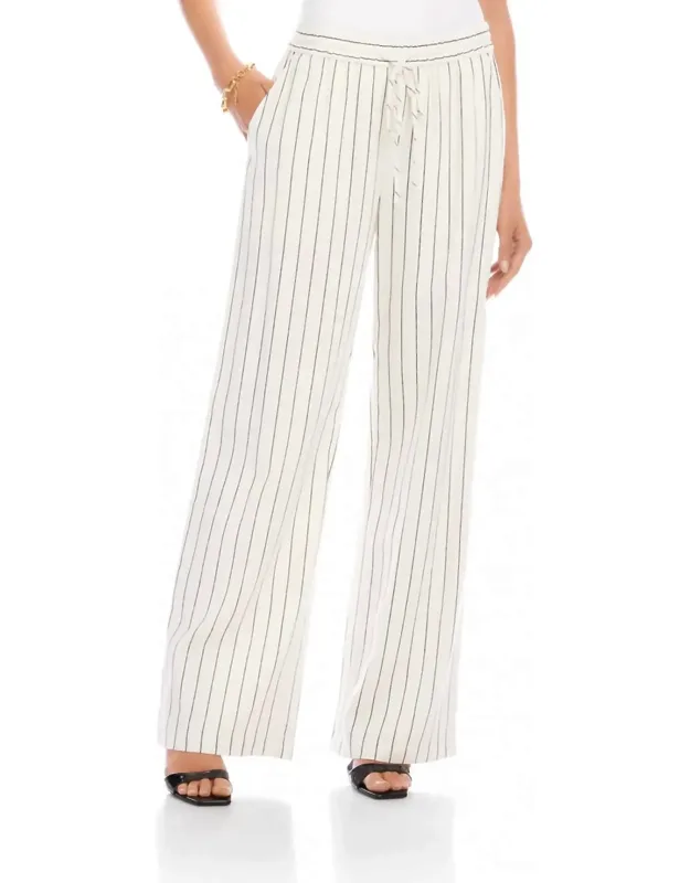 Linen Blend Stripe Drawstring Pants