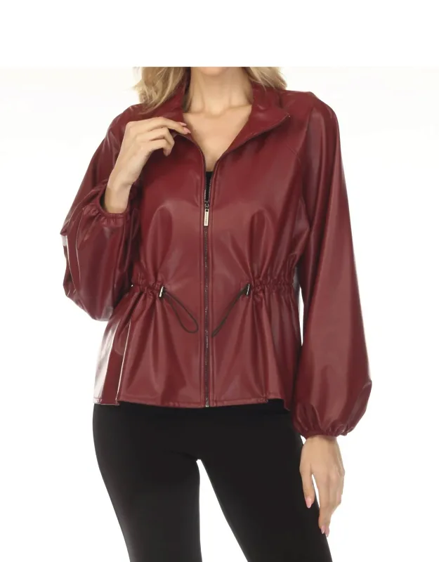 Faux Leather Zip Front Jacket
