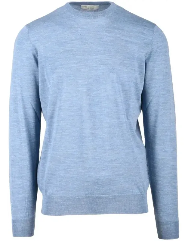 Light Blue Merino Wool Crewneck Pullover