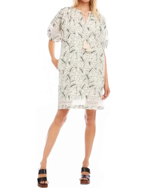 Puff Sleeve Tassel Dress