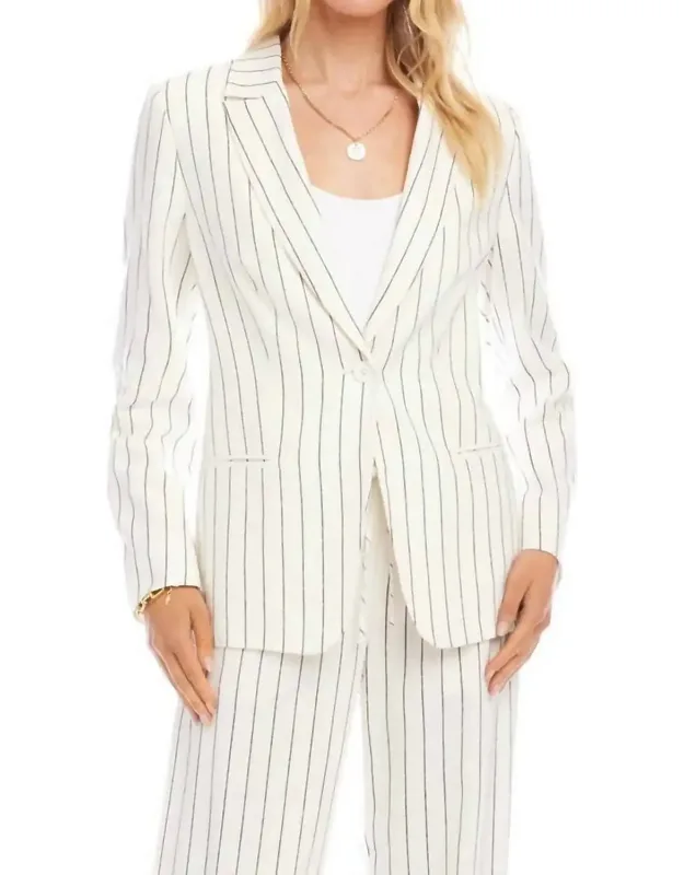 Linen Blend Stripe Blazer