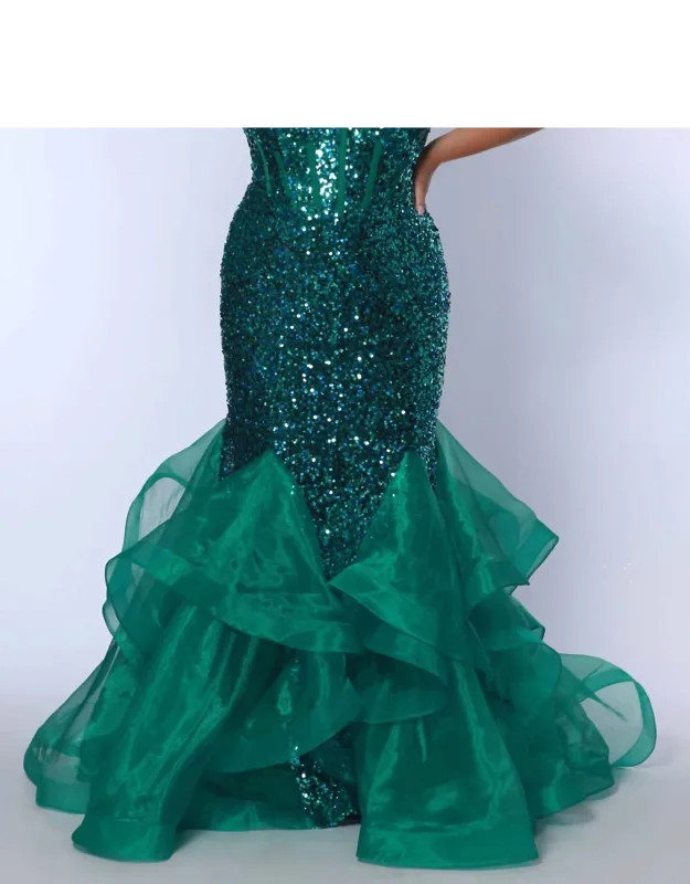 Sequined V-neck Formal Dress