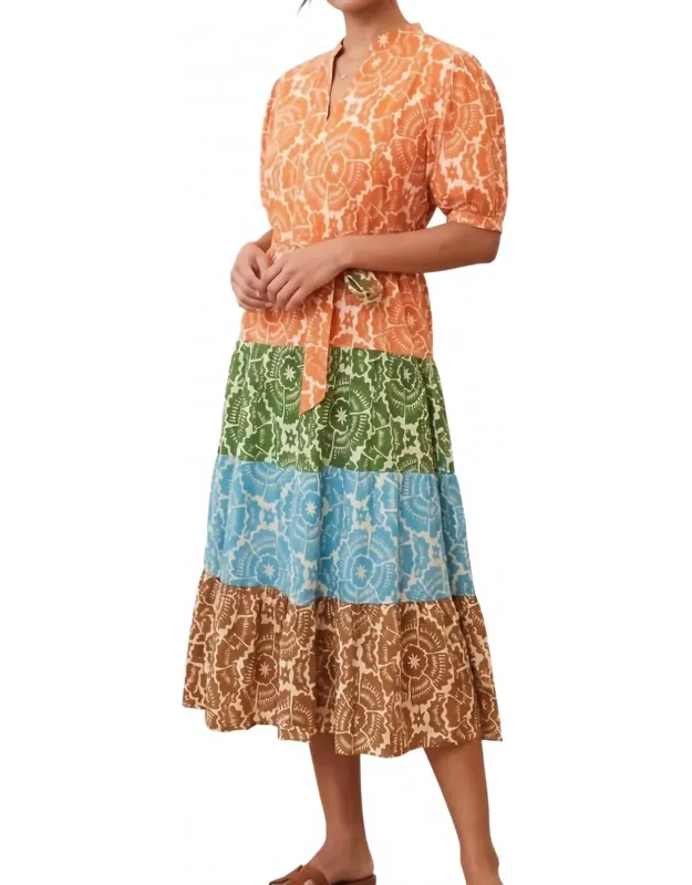 V-neck Belted Midi Dress