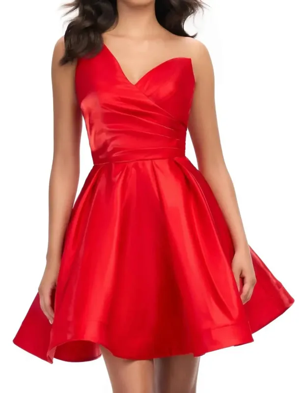 One Shoulder Satin Cocktail Dress