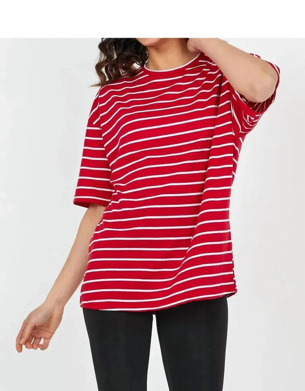 Striped Knit Short Sleeve Top