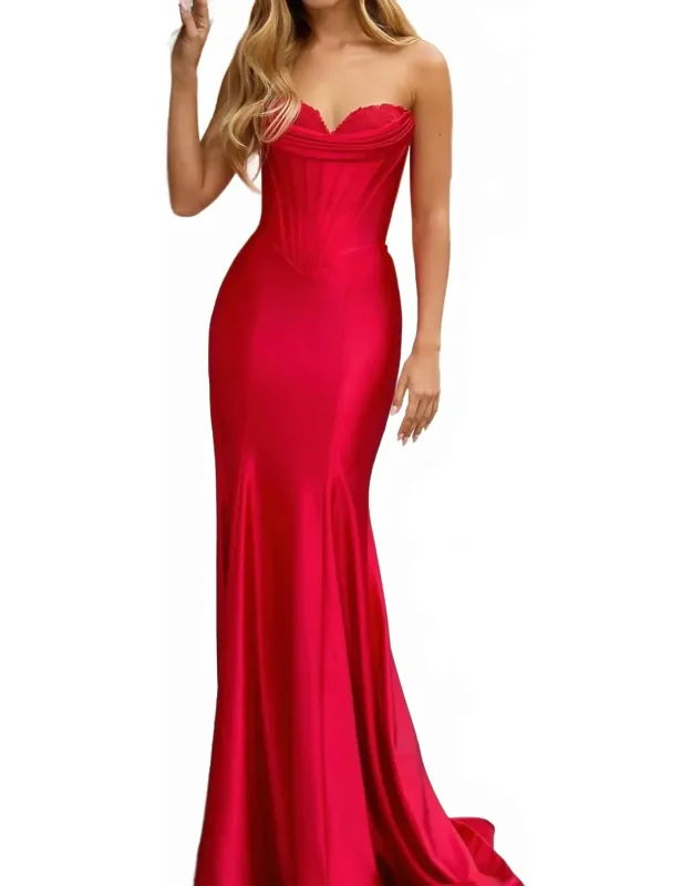 Satin Fitted Corset Prom Dress