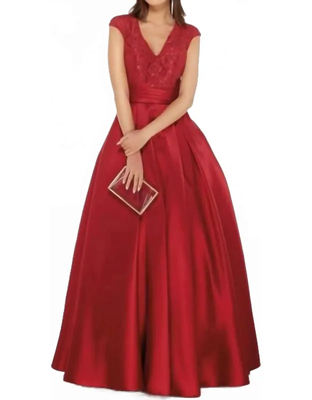 Pleated Skirt Lace Bodice Dress