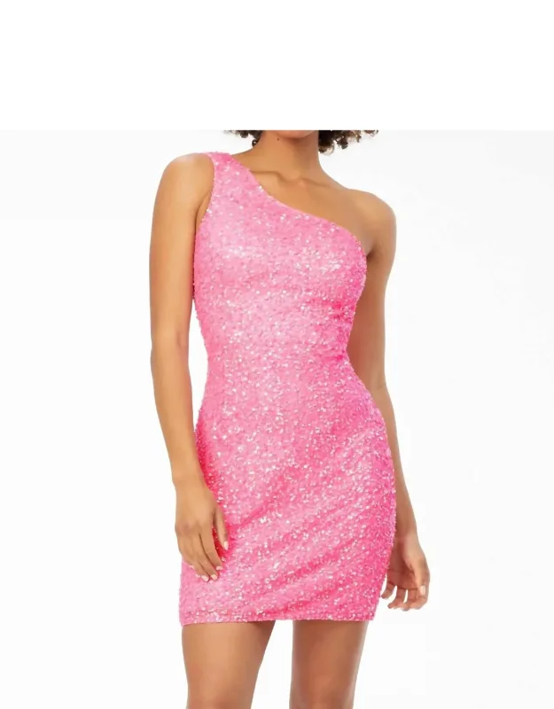 Fully Beaded Asymmetrical Lace-up Back Cocktail Dress