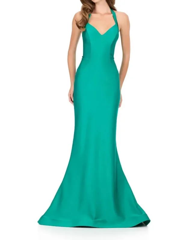 Fitted Halter Prom Dress