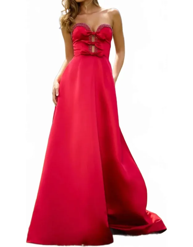Strapless Satin A-line Dress
