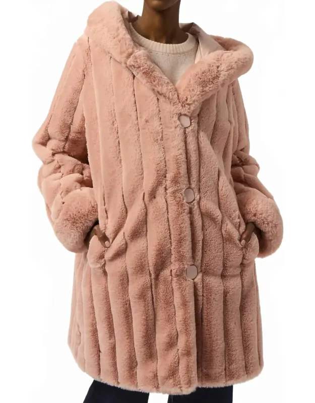 Hooded Reversible Faux Fur Coat