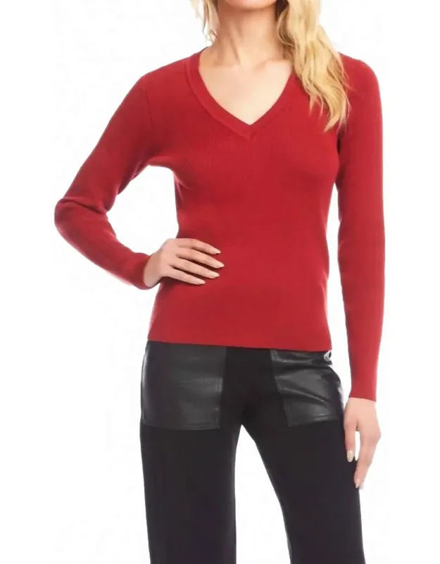 Ribbed V-neck Sweater