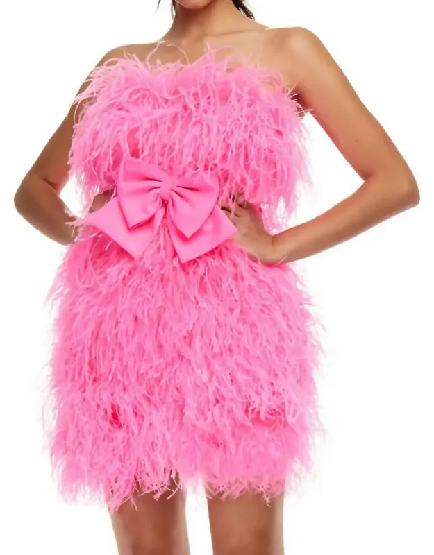 Strapless Feather Designed Party Dress