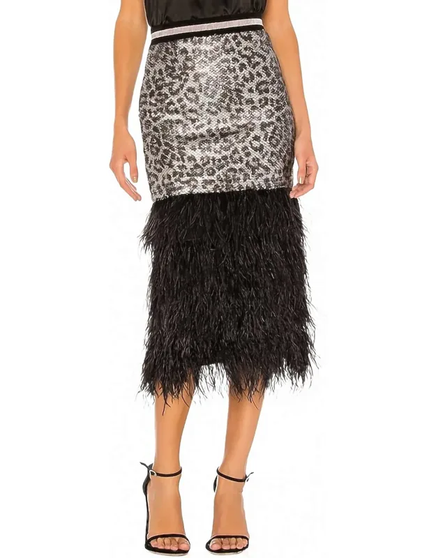 Marmont Sequin Skirt With Feathers