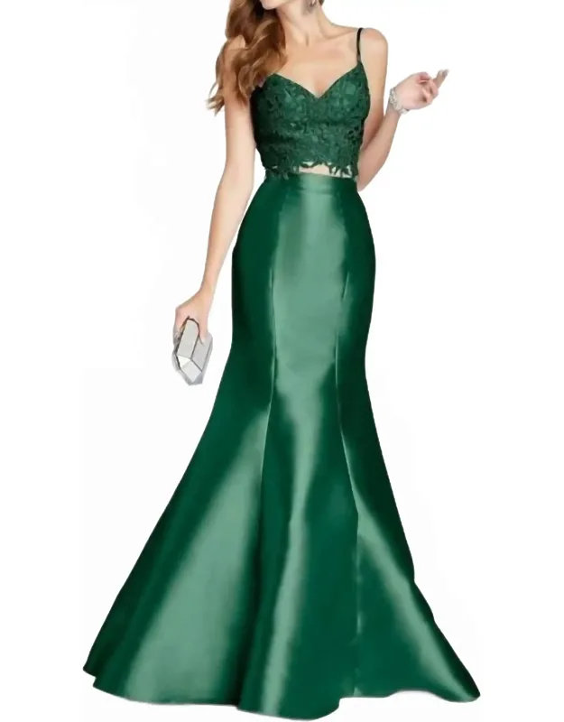 Two Piece Lace V Neck Mermaid Dress
