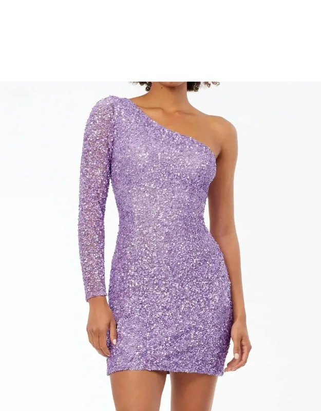 One Shoulder Long Sleeve Dress