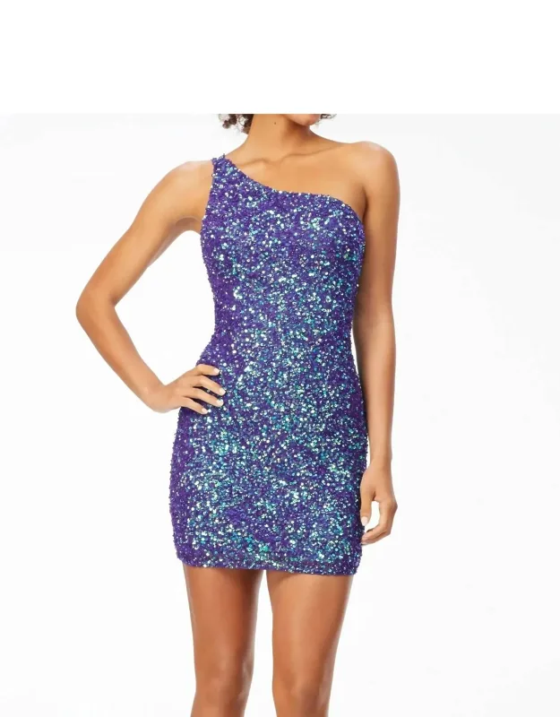 One Shoulder Sequin Cocktail Dress