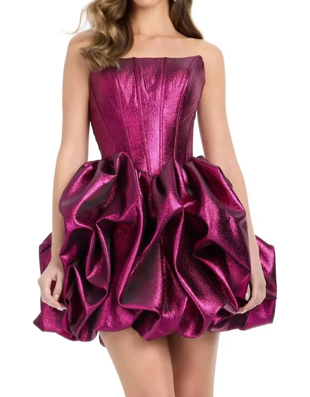Metallic Brocade Ruffle Skirt Dress