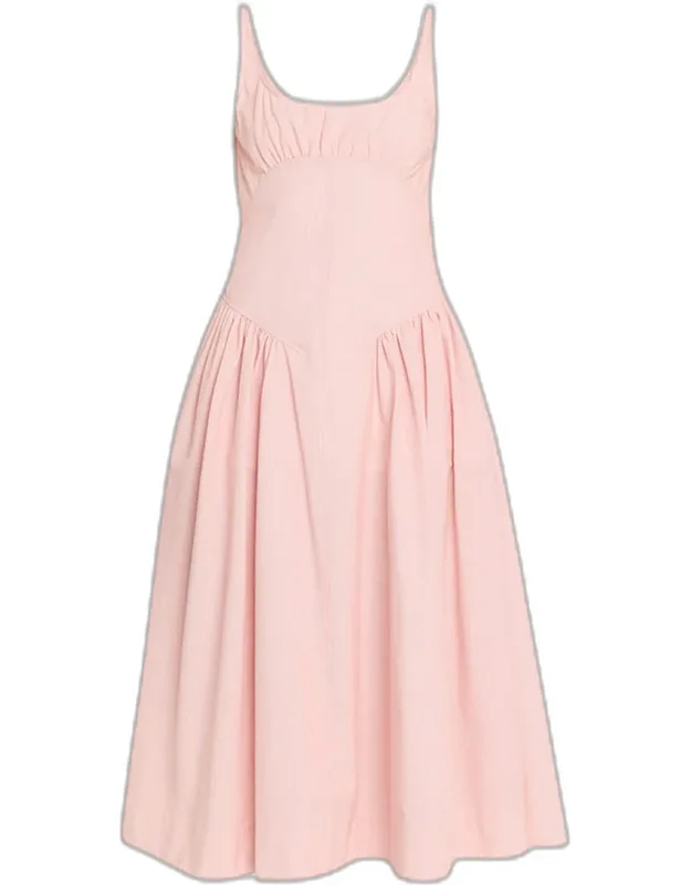 Seersucker Fit-and-flare Midi Dress
