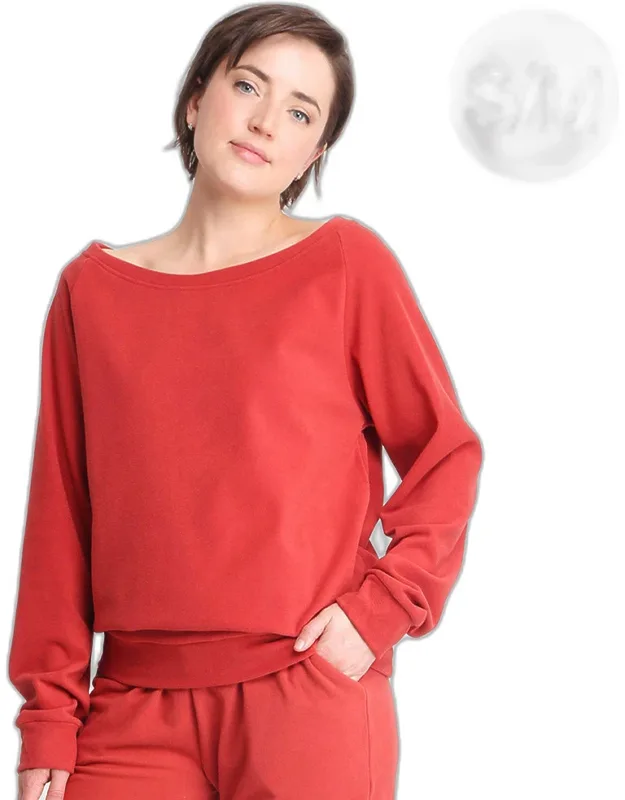 Solid Boat Neck Loungewear Sweatshirt