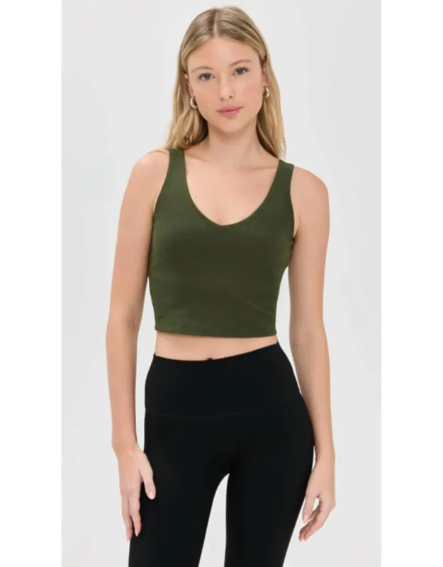 Spacedye Good Day Cropped Tank Top With V-neckline And Self Shelf Bra
