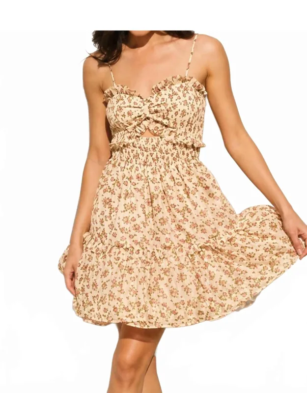 Floral Print Smocked Sweetheart Mini Dress