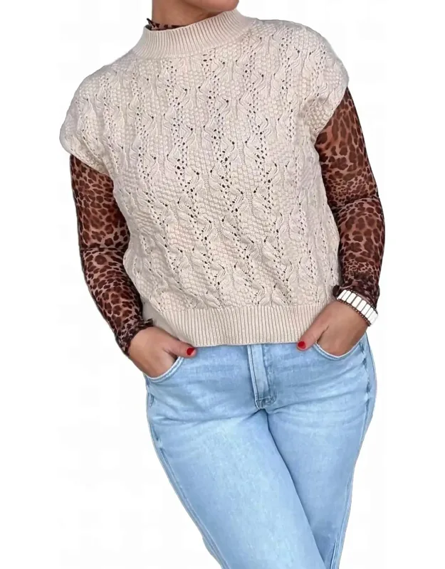 Cable Knit Mock Neck Sweater