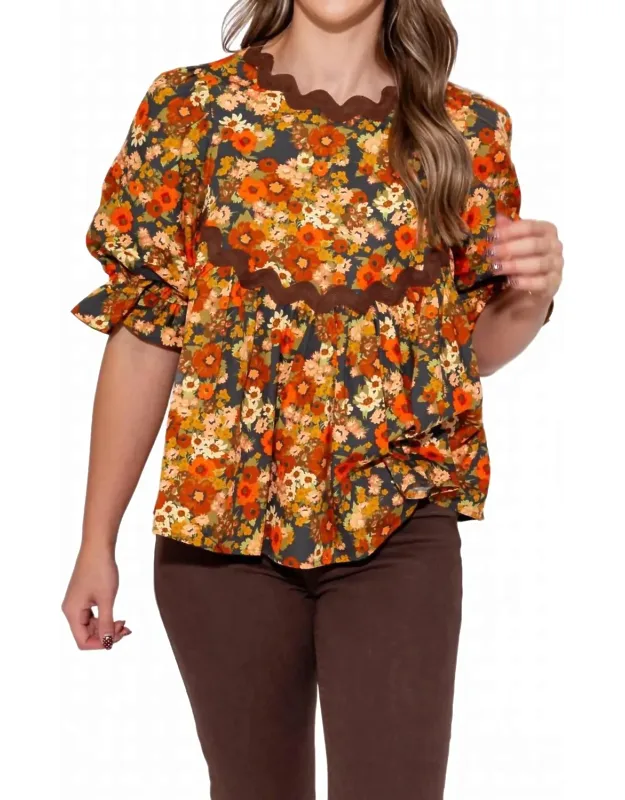 Autumn Bloom Peplum Top