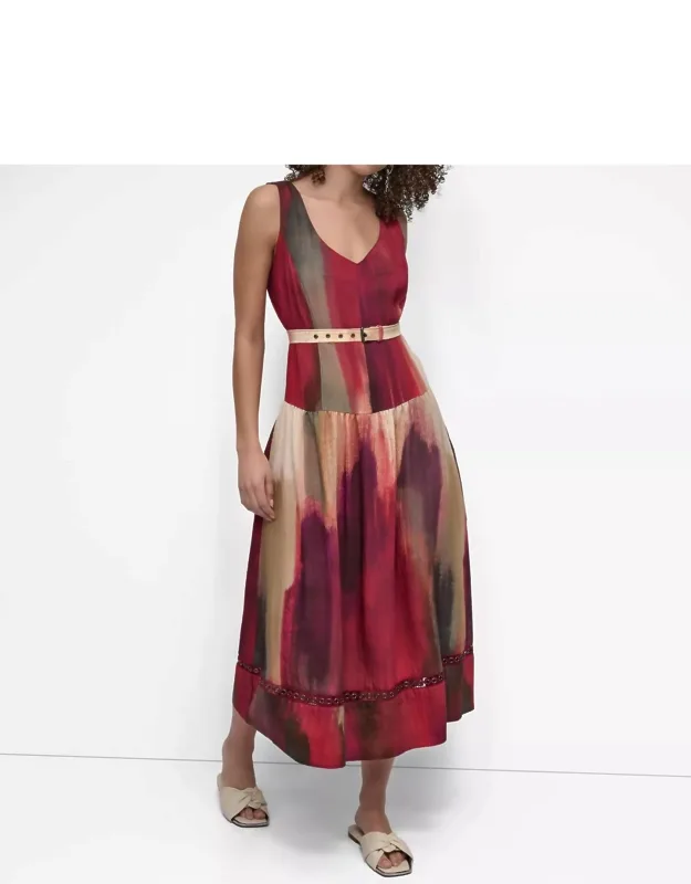 Abstract-print Midi Dress