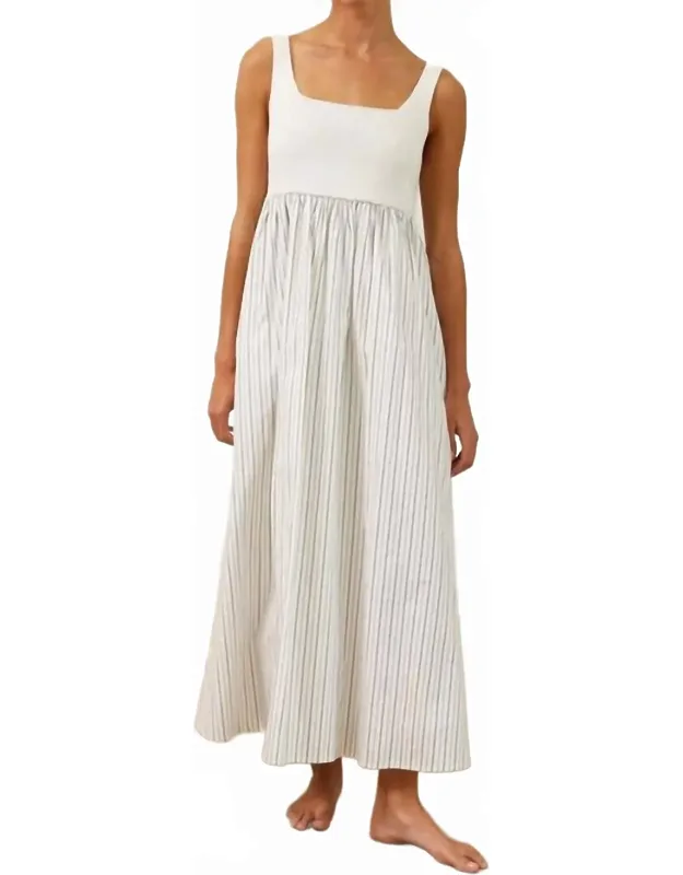 Ribbed Knit Bodice Maxi Dress