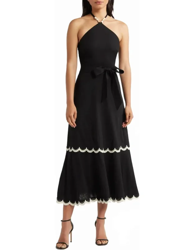 Beaded-strap Contrast Dress
